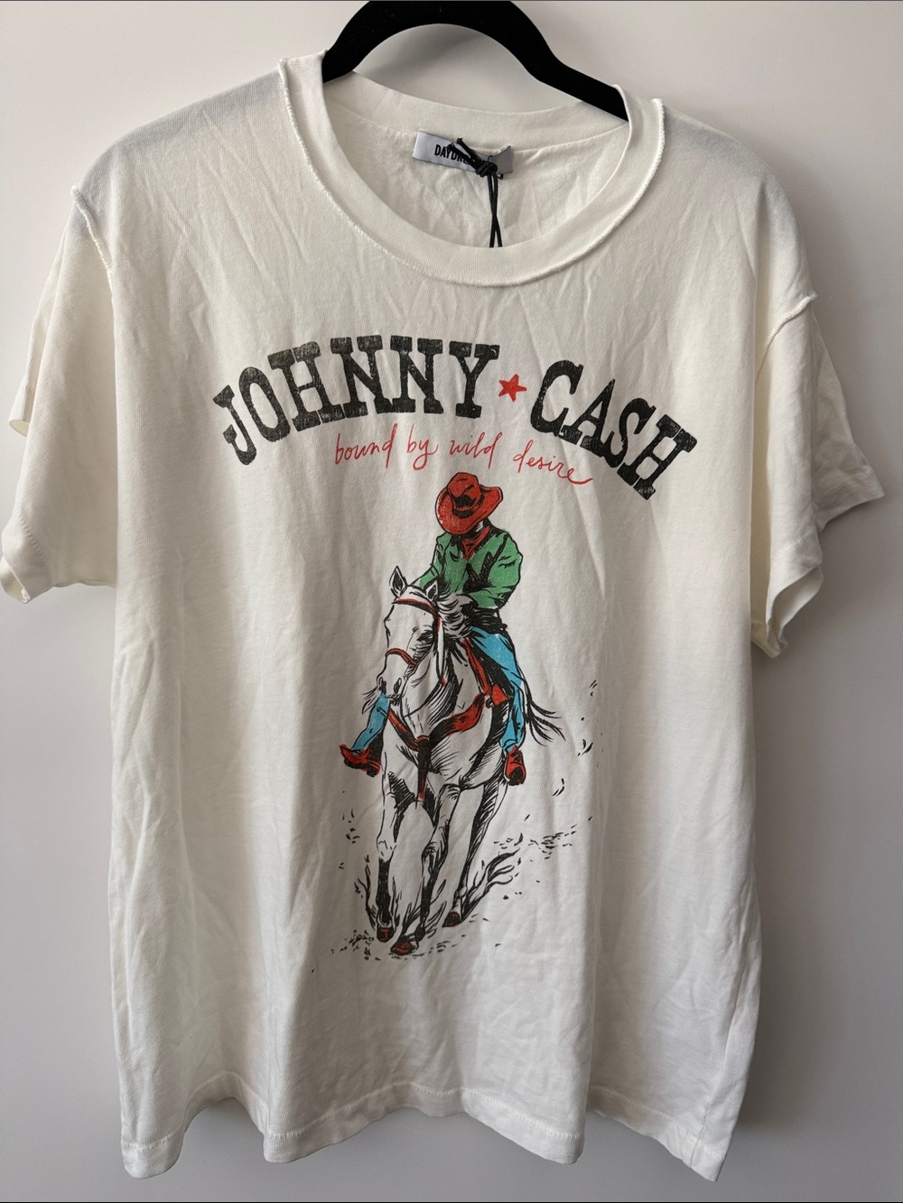 Daydreamer White Johnny Cash Cowboy Graphic Tee